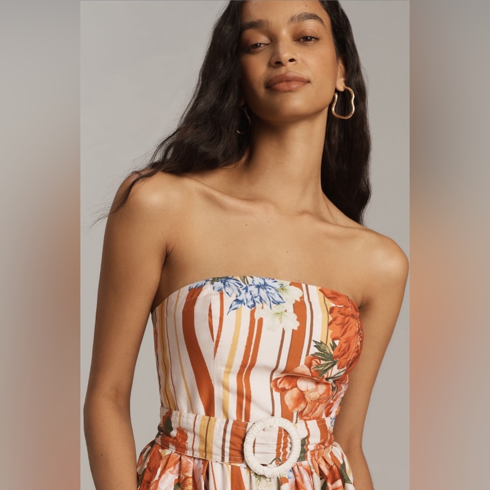 ✨ Anthropologie Belted A-Line Midi Dress Sz M - Picture 3 of 6